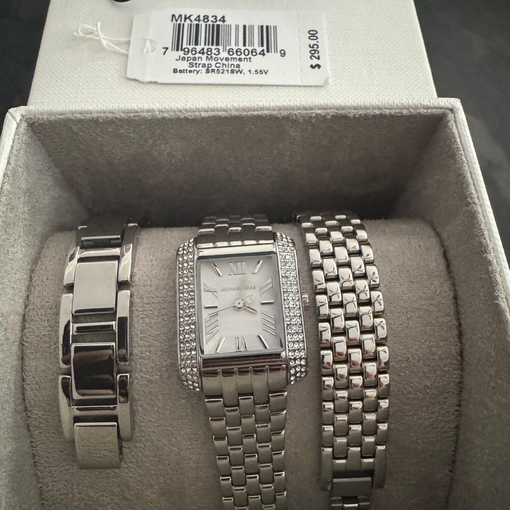 Michael Kors Silver Rectangular Watch With Crysta… - image 2